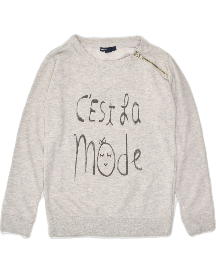 GAP Girls Graphic Sweatshirt Jumper 7-8 Years Medium  Grey Cotton | Vintage Gap | Thrift | Second-Hand Gap | Used Clothing | Messina Hembry 