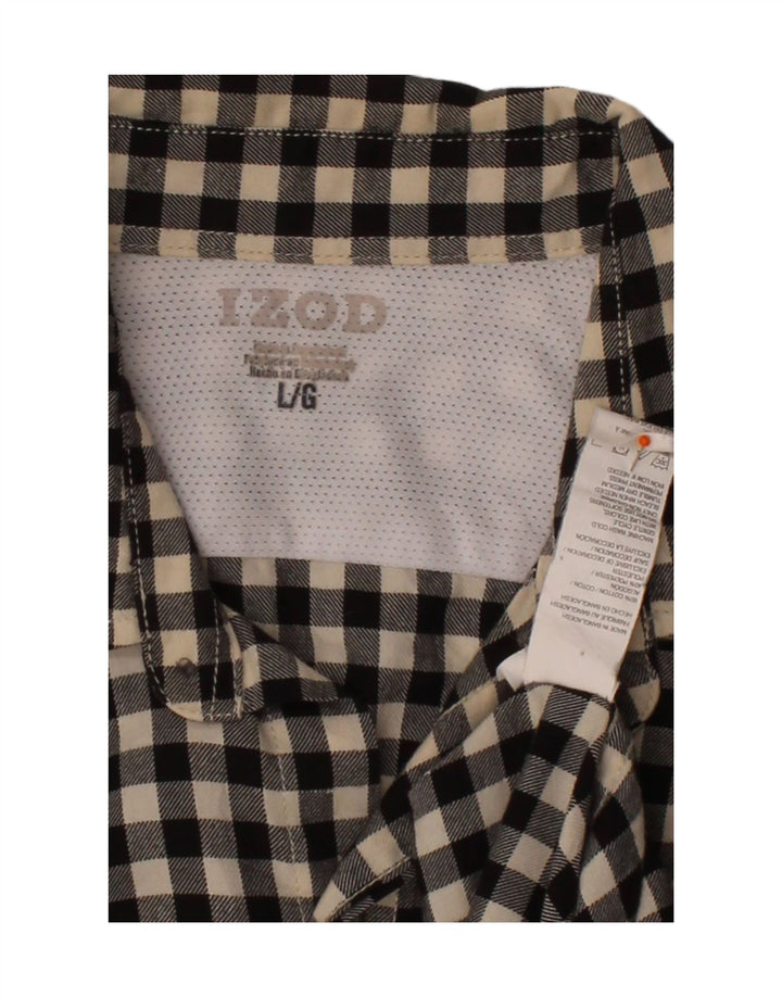 IZOD Mens Flannel Shirt Large Black Check Cotton Vintage Izod and Second-Hand Izod from Messina Hembry 