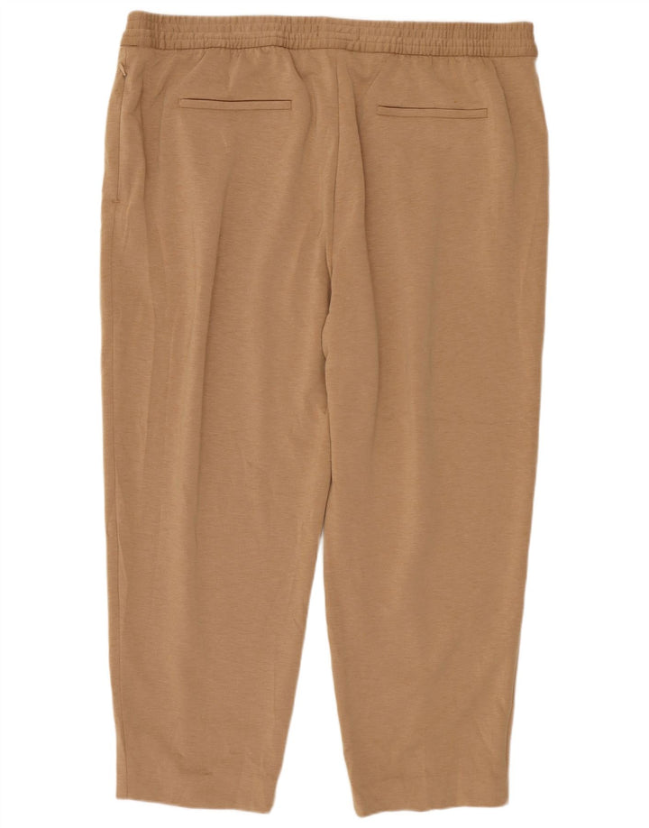 Marks & Spencer Dame Cropped Trousers UK 20 2XL W40 L25 Beige Polyester