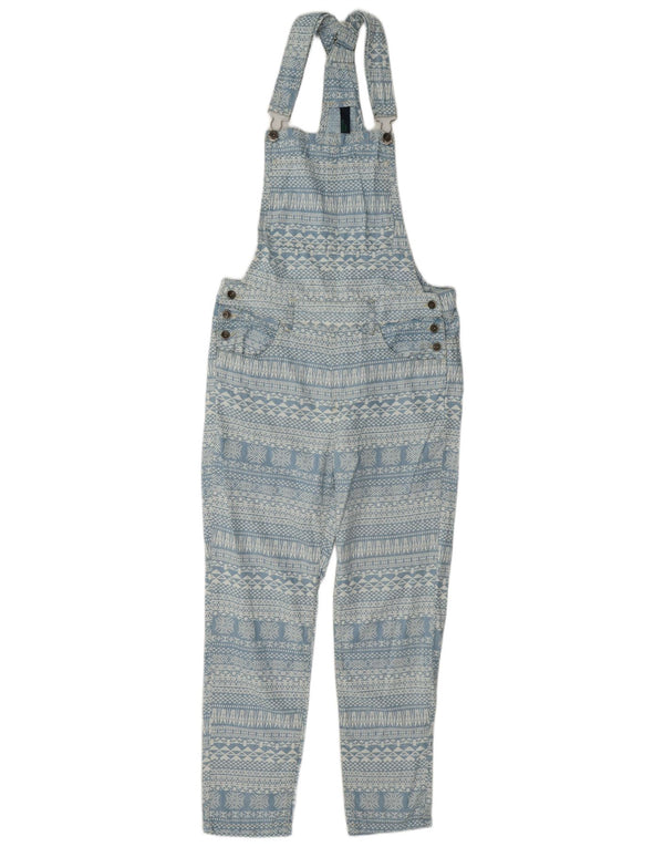 Benetton Dame Slim Dungarees Bukser XS W25 L25 Blue Fair Isle Lyocell