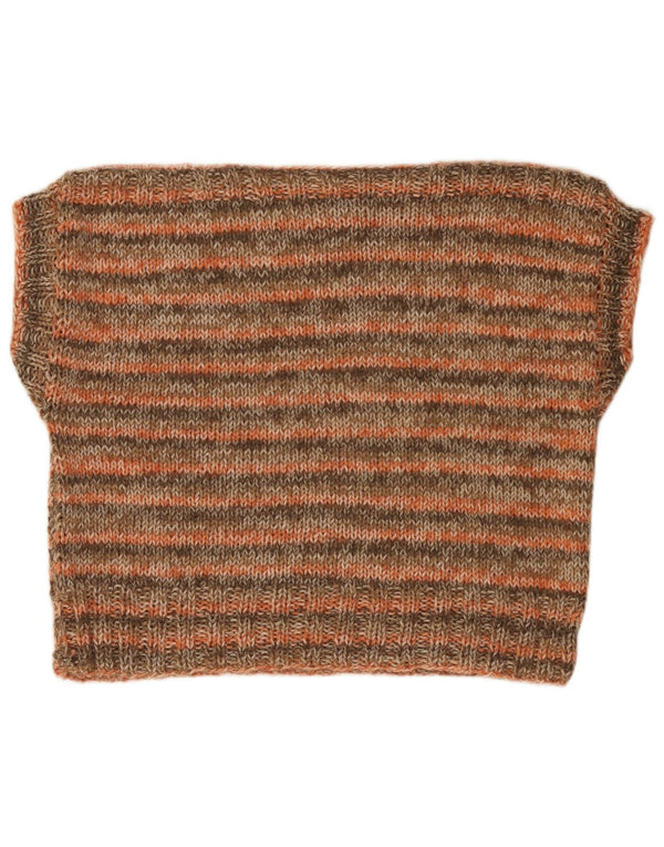 Vintage Dame Boat Neck Jumper Sweater UK 18 XL Orange Stribet