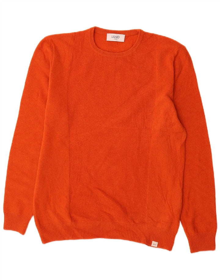 Liu Jo Herre trøje med rund hals, stor orange uld
