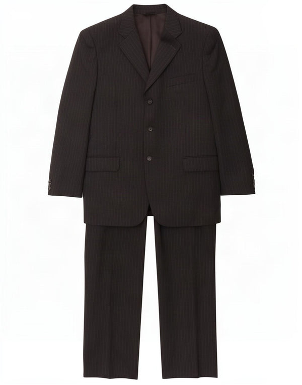 Incom Mens 3 Button 2 Piece Suit IT 58 4XL W42 L32 Grey Pinstripe Wool