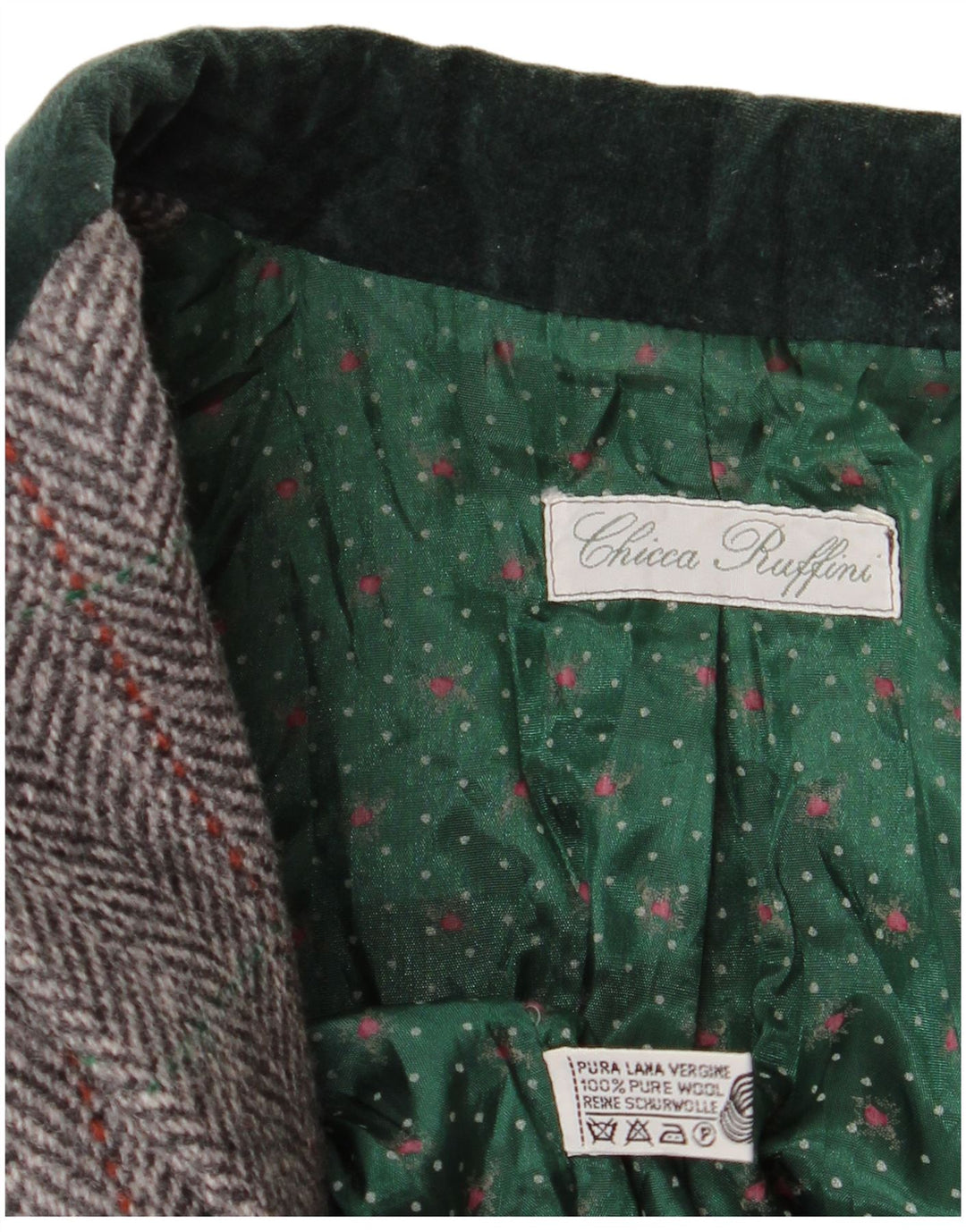 Vintage Dame Dobbeltradet Blazer Jacket UK 14 Medium Grey Herringbone