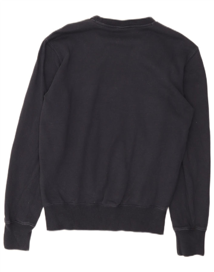 Champion Dame Grafisk Sweatshirt Jumper UK 10 Small Navy Blue Bomuld