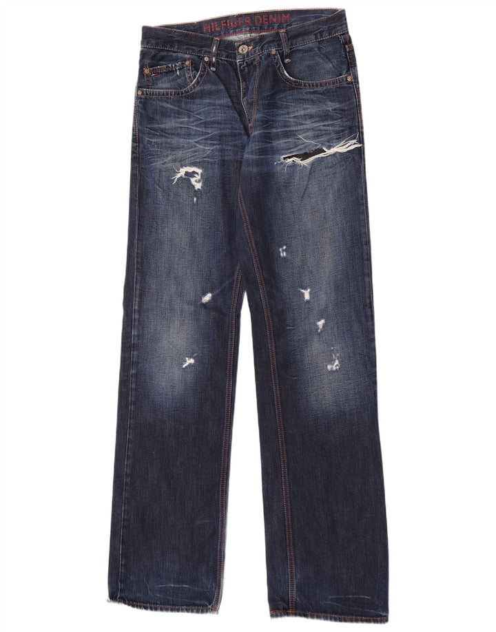 Tommy Hilfiger Herre Distressed Straight Jeans W31 L36 Blå