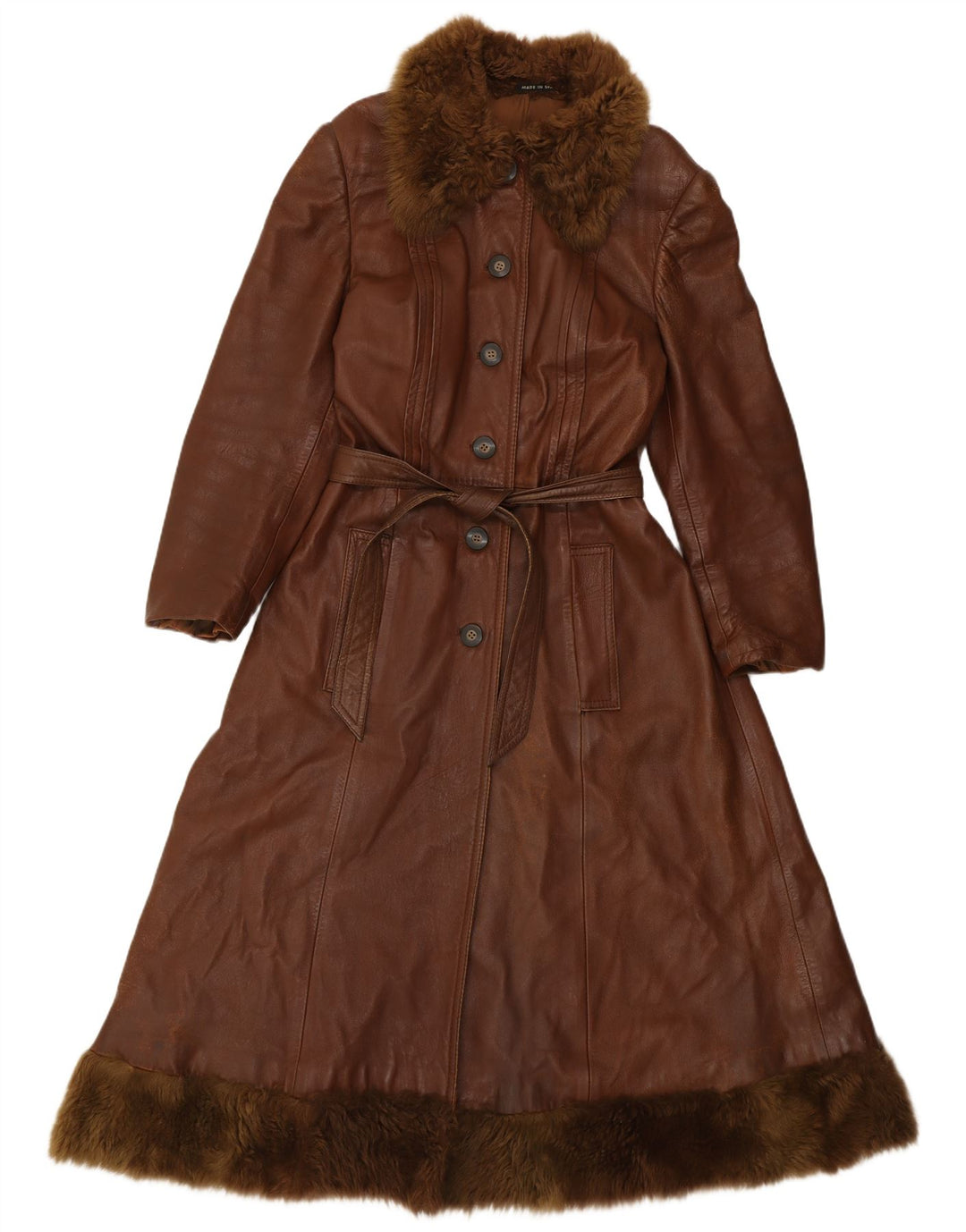 Induyco læderfrakke til kvinder UK 12 Medium brunt læder