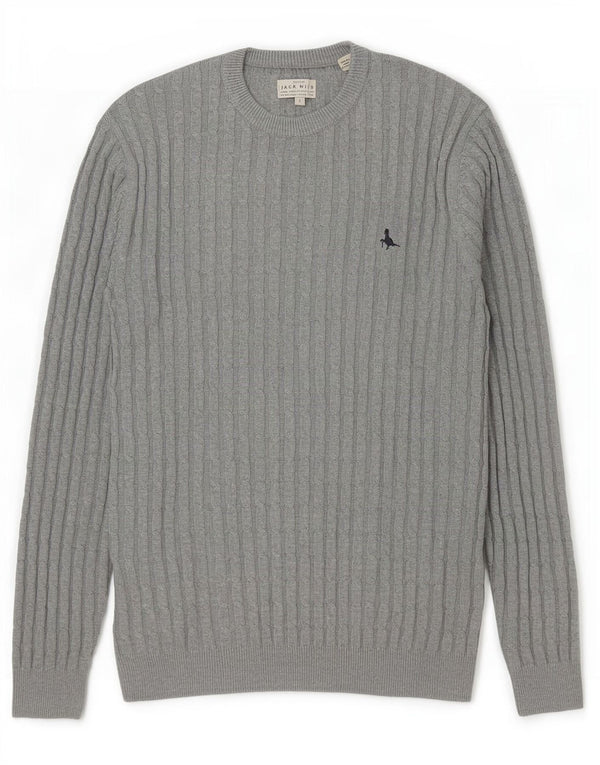 Jack Wills Herre Crew Neck Jumper Sweater Stor Grå Bomuld