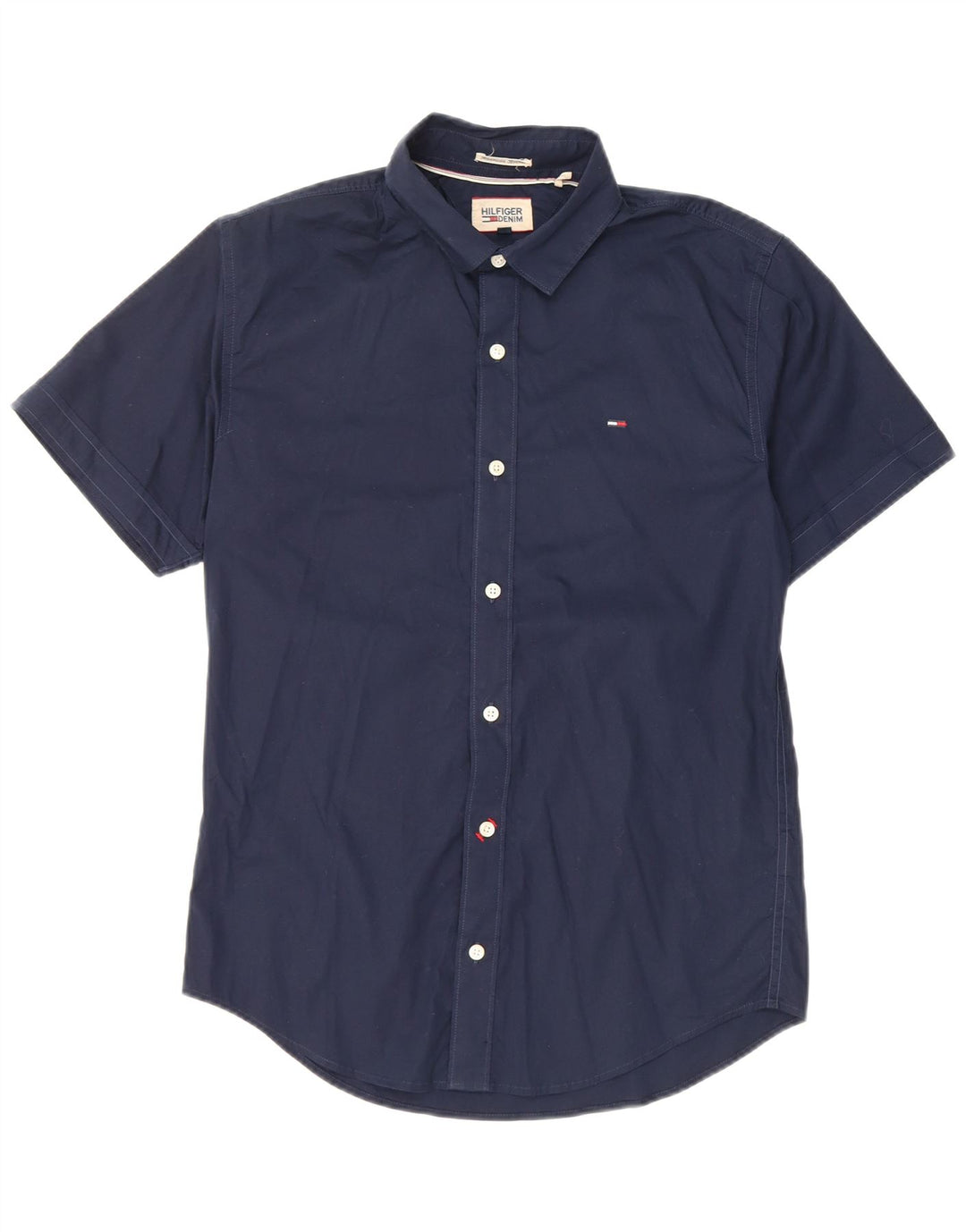 Tommy Hilfiger Kortærmet Herreskjorte Medium Navyblå Bomuld
