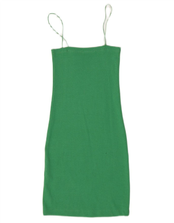 ZARA Womens Slip Dress UK 12 Medium Green Cotton
