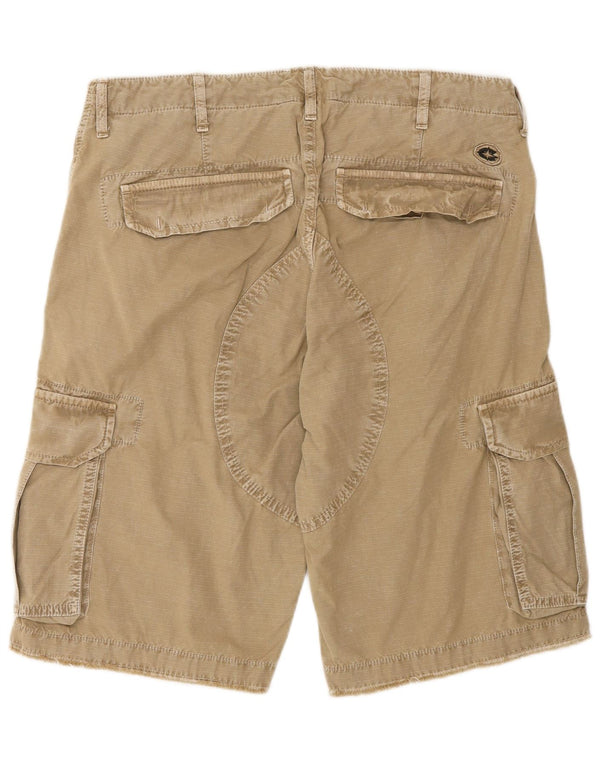 Vintage Herre Cargo Shorts W33 Medium Khaki Nålestribet Bomuld