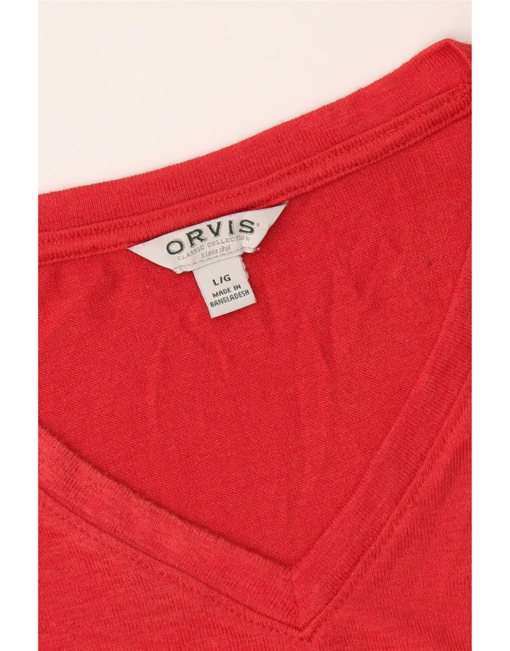 ORVIS Womens T-Shirt Top UK 16 Large Red Polyester Vintage Orvis and Second-Hand Orvis from Messina Hembry 