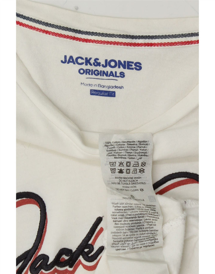 JACK & JONES Herre Regular Fit grafisk T-shirt Top Lille hvid bomuld