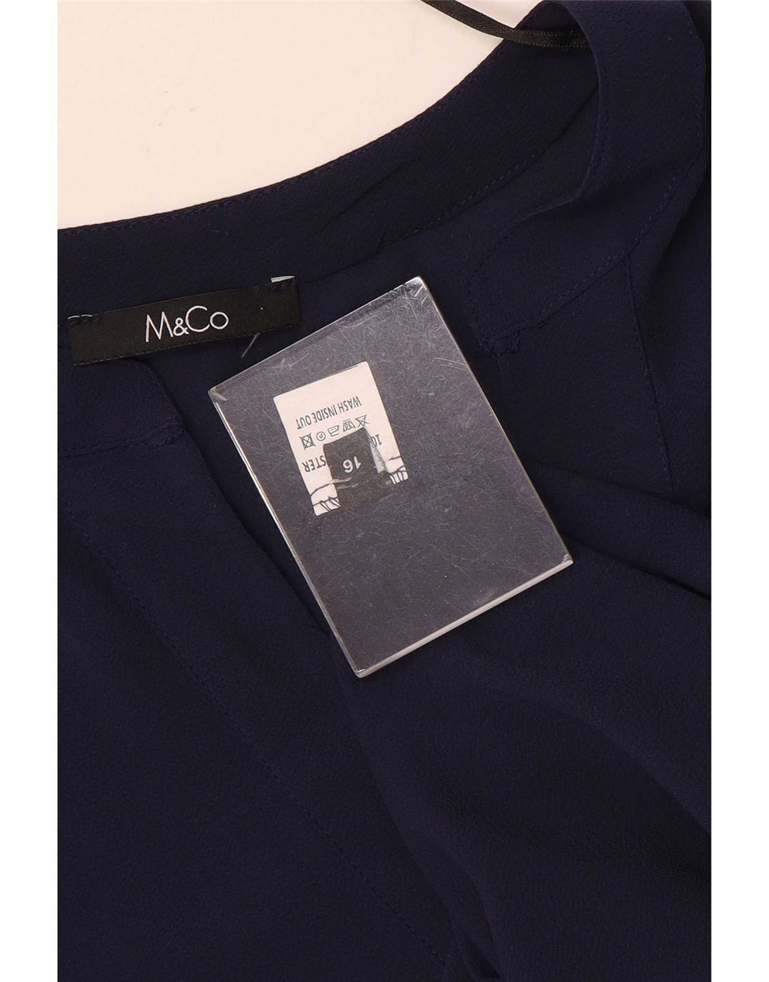 M&Co Dame 3/4 ærmer oversized teltkjole UK 16 Large Navy Blue Polyester