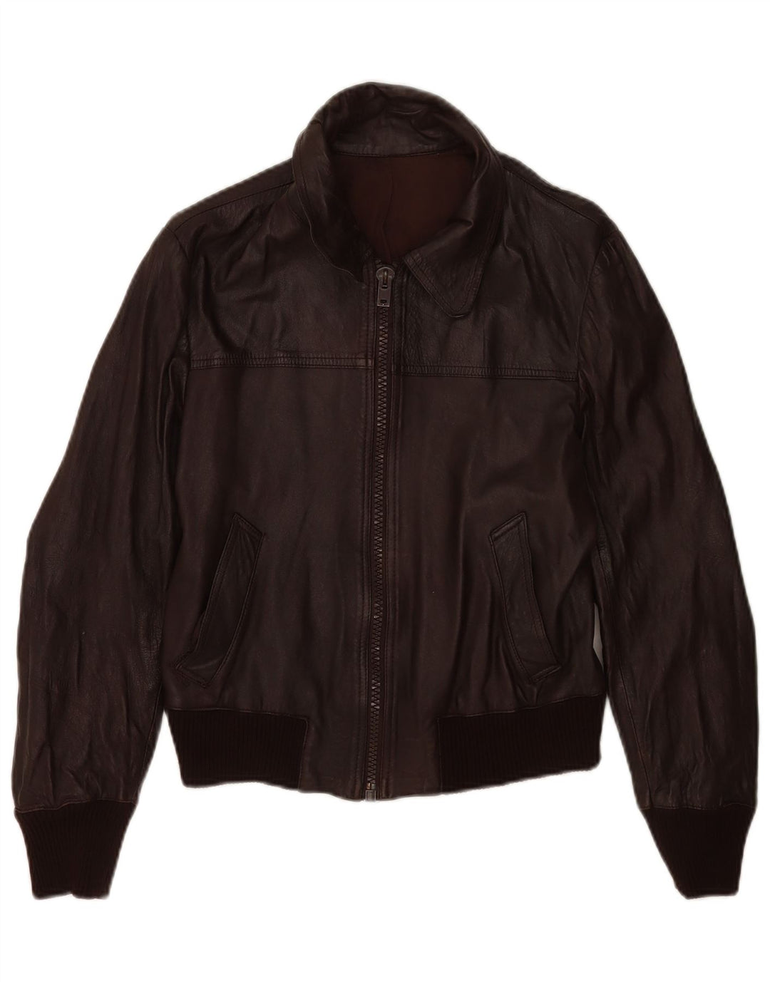 Vintage dame bomber læderjakke IT 48 XL brunt læder