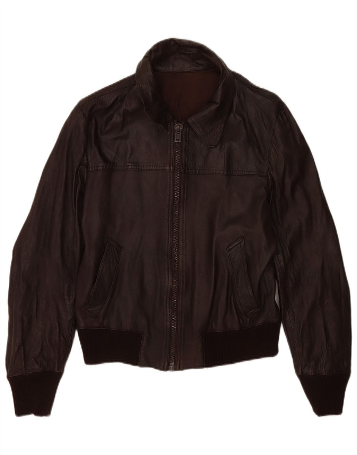 Vintage dame bomber læderjakke IT 48 XL brunt læder