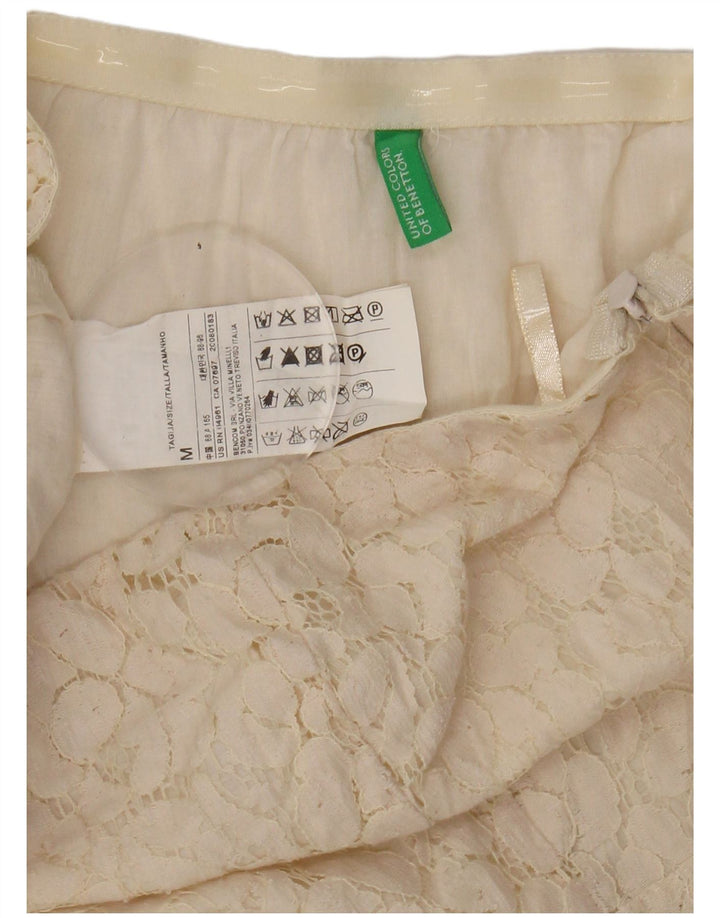BENETTON Womens Lace Strapless Top UK 12 Medium Beige Cotton