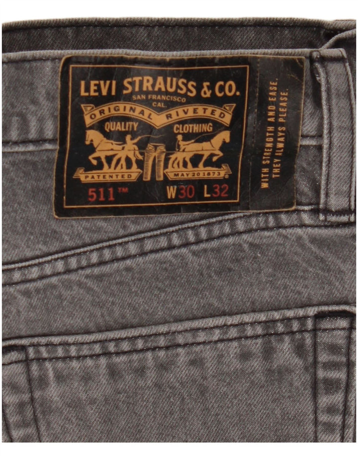 LEVI'S Herre 511 Slim Jeans W30 L32 Grå Bomuld