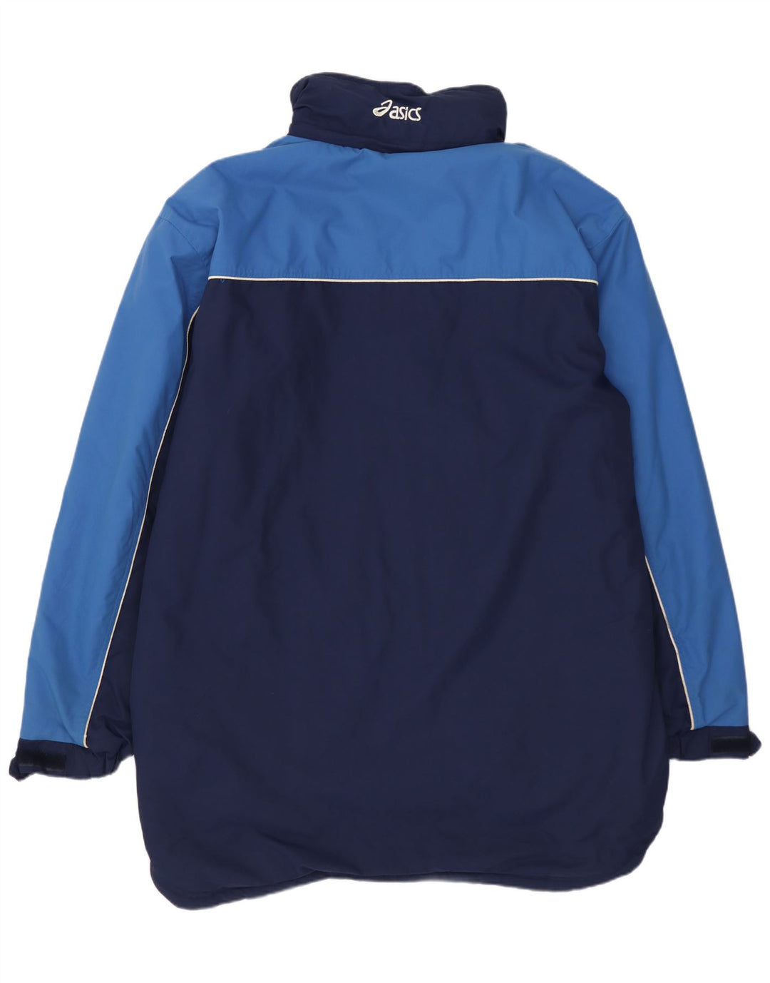 Asics Herre Windbreaker Jacket UK 40 Large Navy Blue Colourblock Nylon