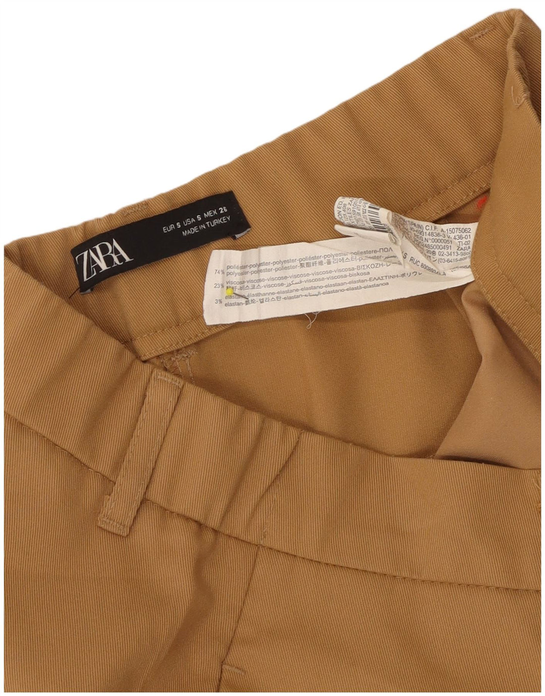 Zara Chinobukser med brede ben til kvinder Small W26 L26 Beige Polyester