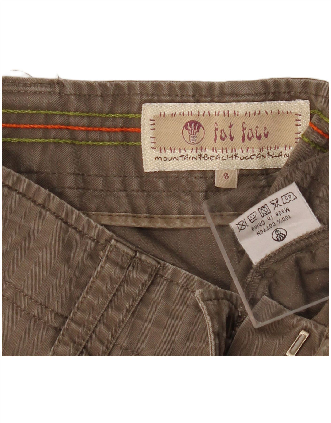 FAT FACE Dame A-Line Nederdel UK 8 Small W30 Khaki