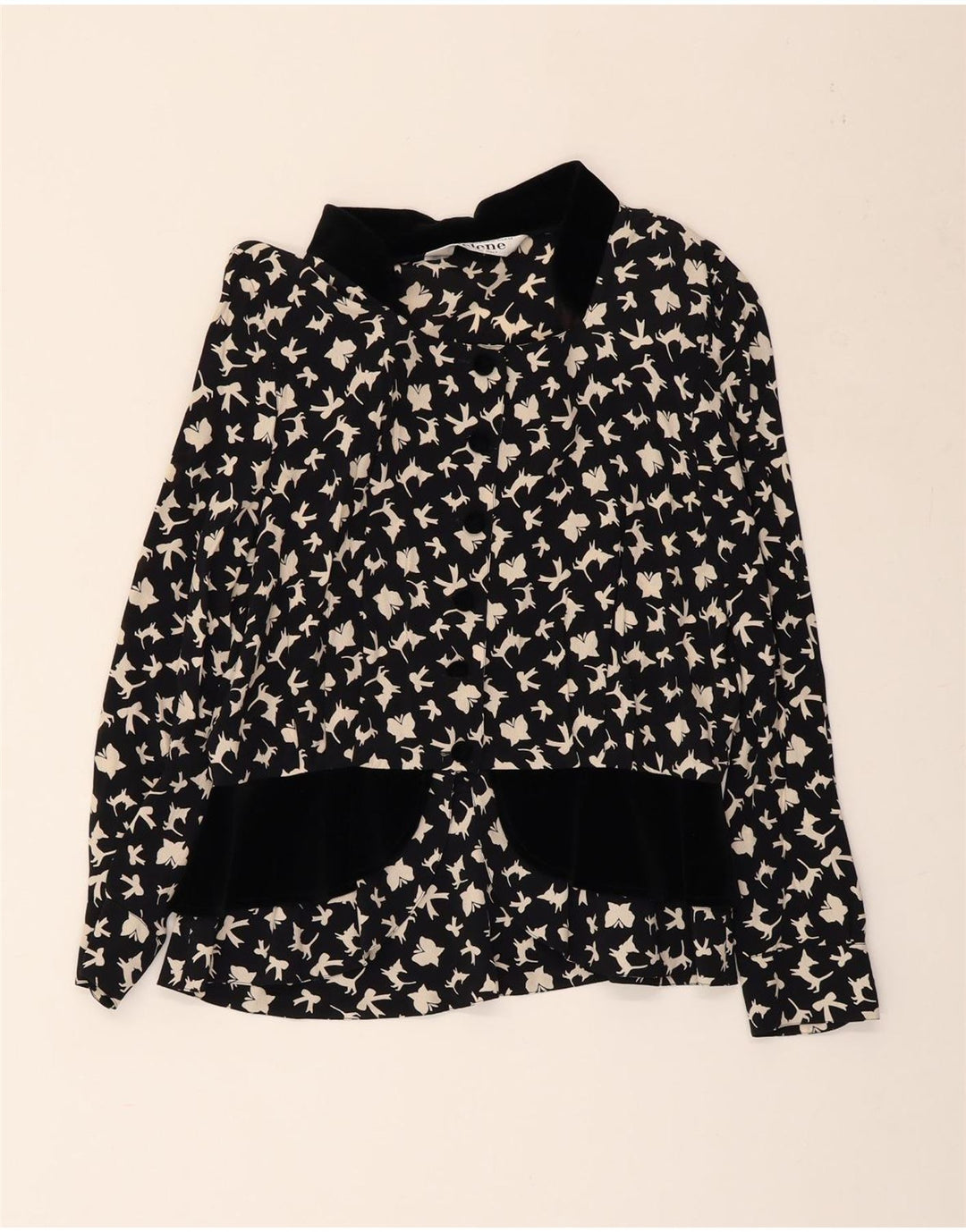 SELENE kvinders abstrakt mønster skjorte bluse UK 18 XL sort sommerfugl