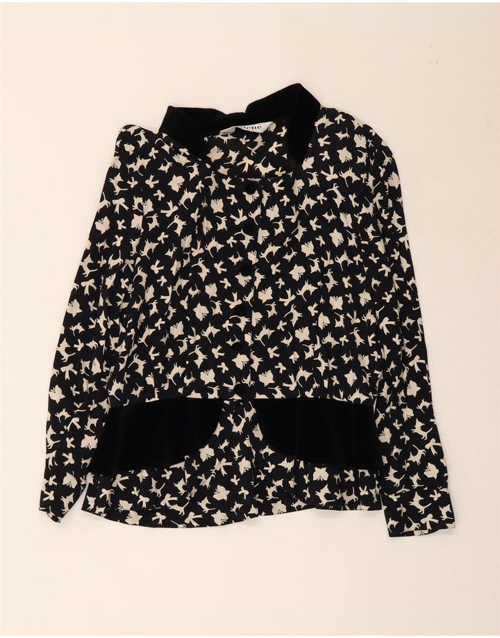 SELENE kvinders abstrakt mønster skjorte bluse UK 18 XL sort sommerfugl