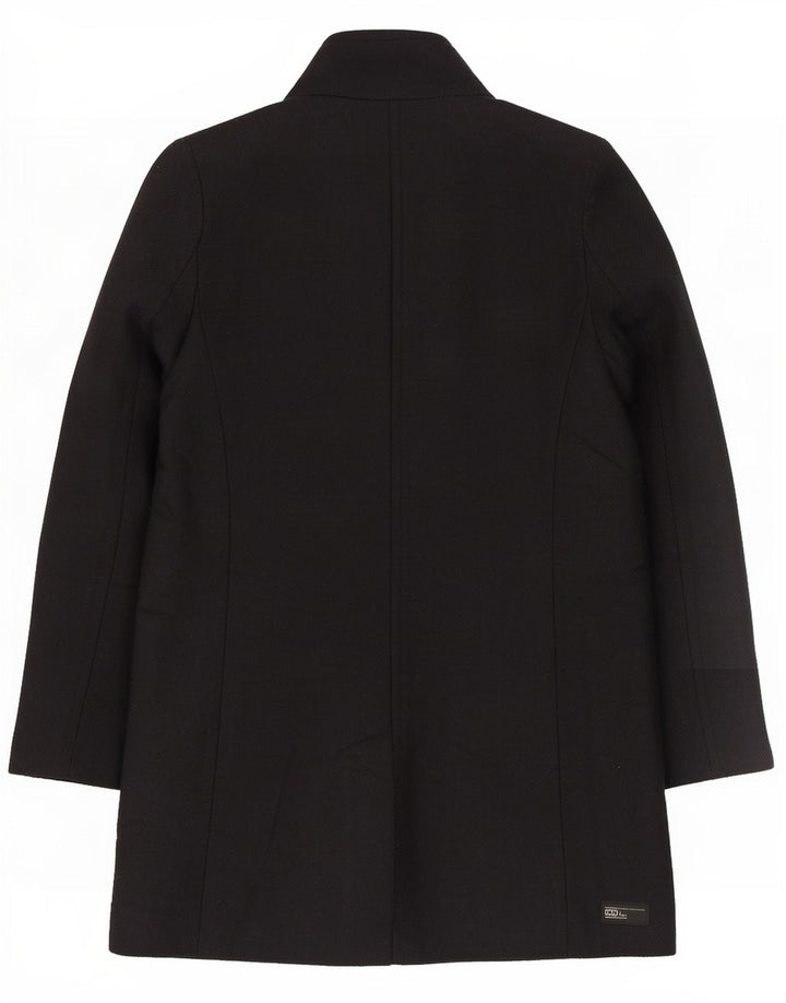 Zara Dame Dobbeltradet Frakke UK 14 Medium Sort Uld