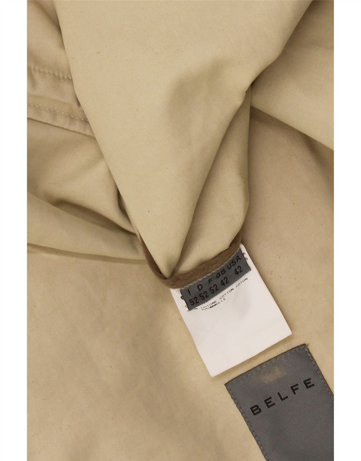 Belfe Herre Overfrakke UK 42 XL Beige Bomuld