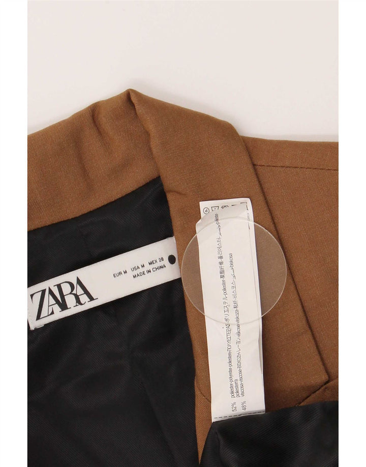 Zara Dame Longline Double Breasted Blazer Jacket UK 12 Medium Brown