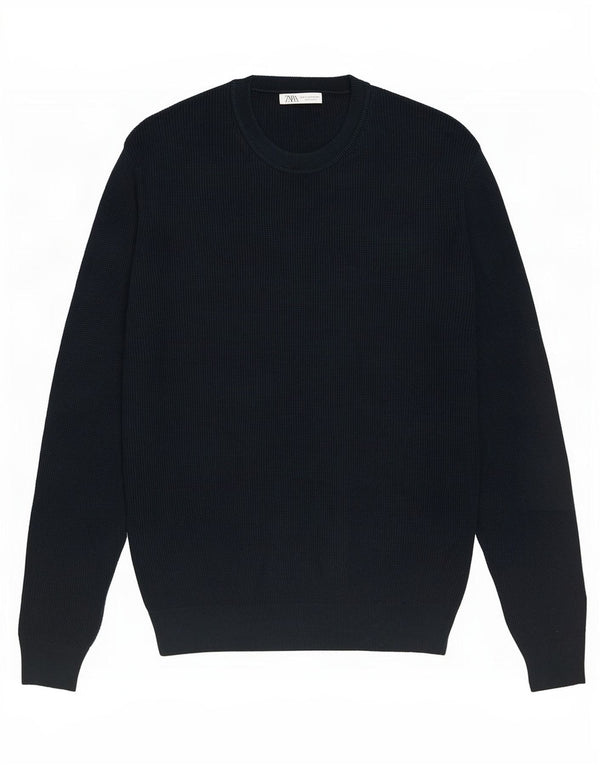 Zara Herre sweater med rund hals, lille grøn bomuld