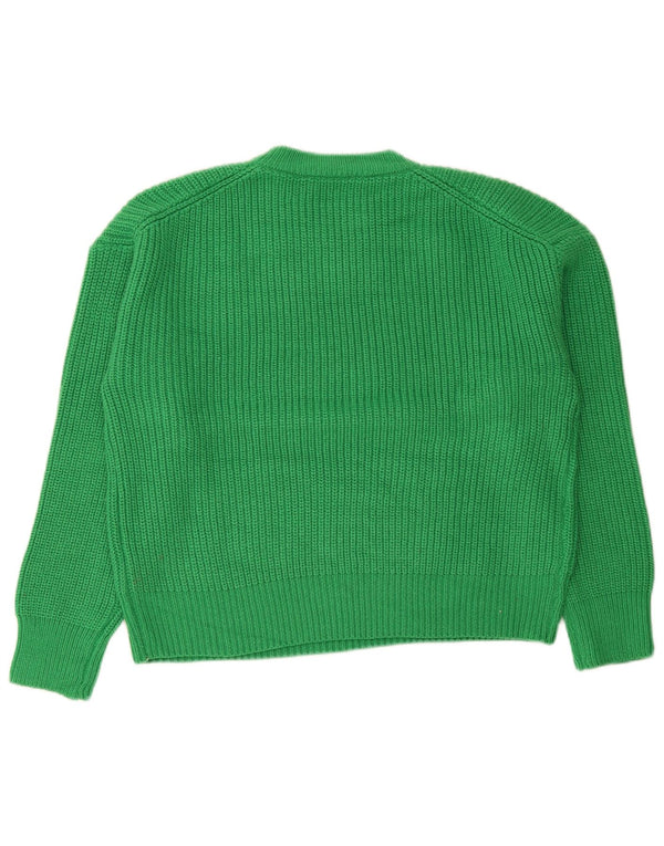 Zara Dame Oversized Crew Neck Jumper Sweater UK 14 Medium Grøn Akryl