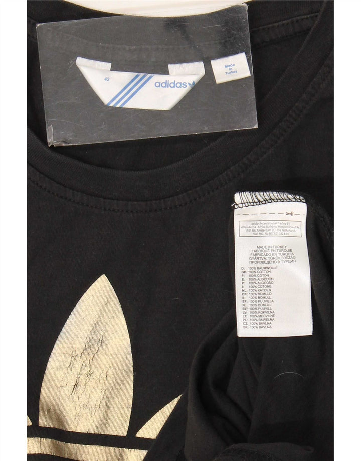 Adidas Dame Grafisk T-Shirt Top IT 42 Medium Sort Bomuld