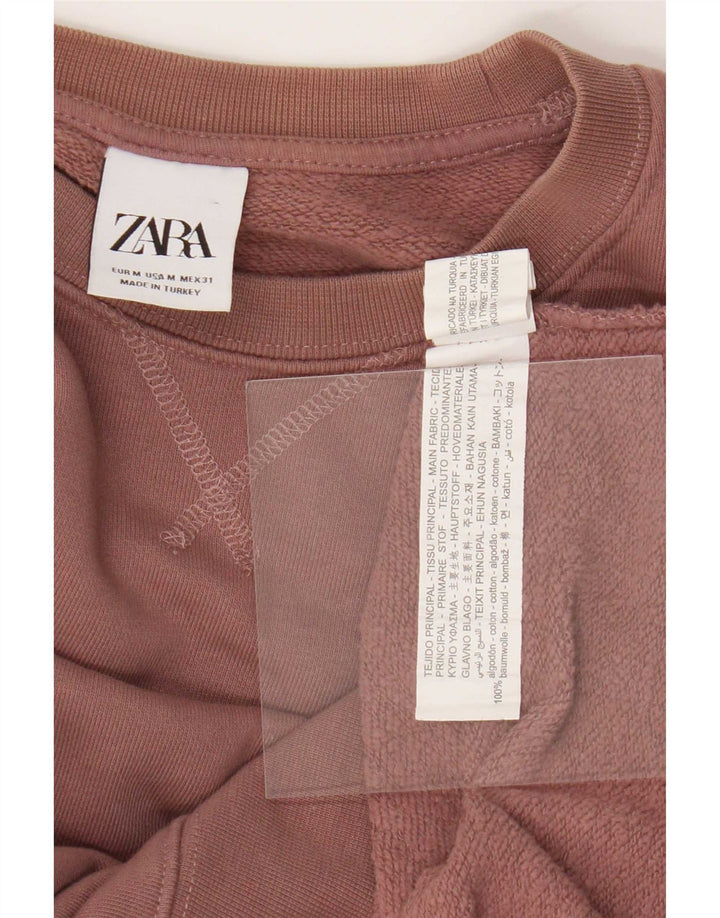 Zara Dame Sweatshirt Jumper UK 14 Medium Brun Bomuld