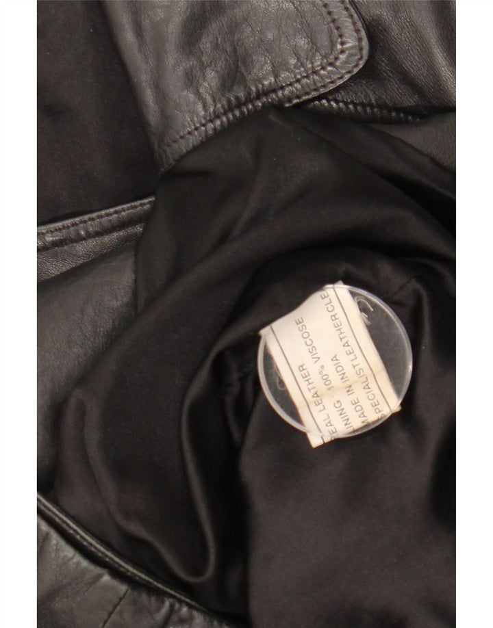 ETAM dobbeltradet læderjakke til kvinder US 12 Stor sort læder