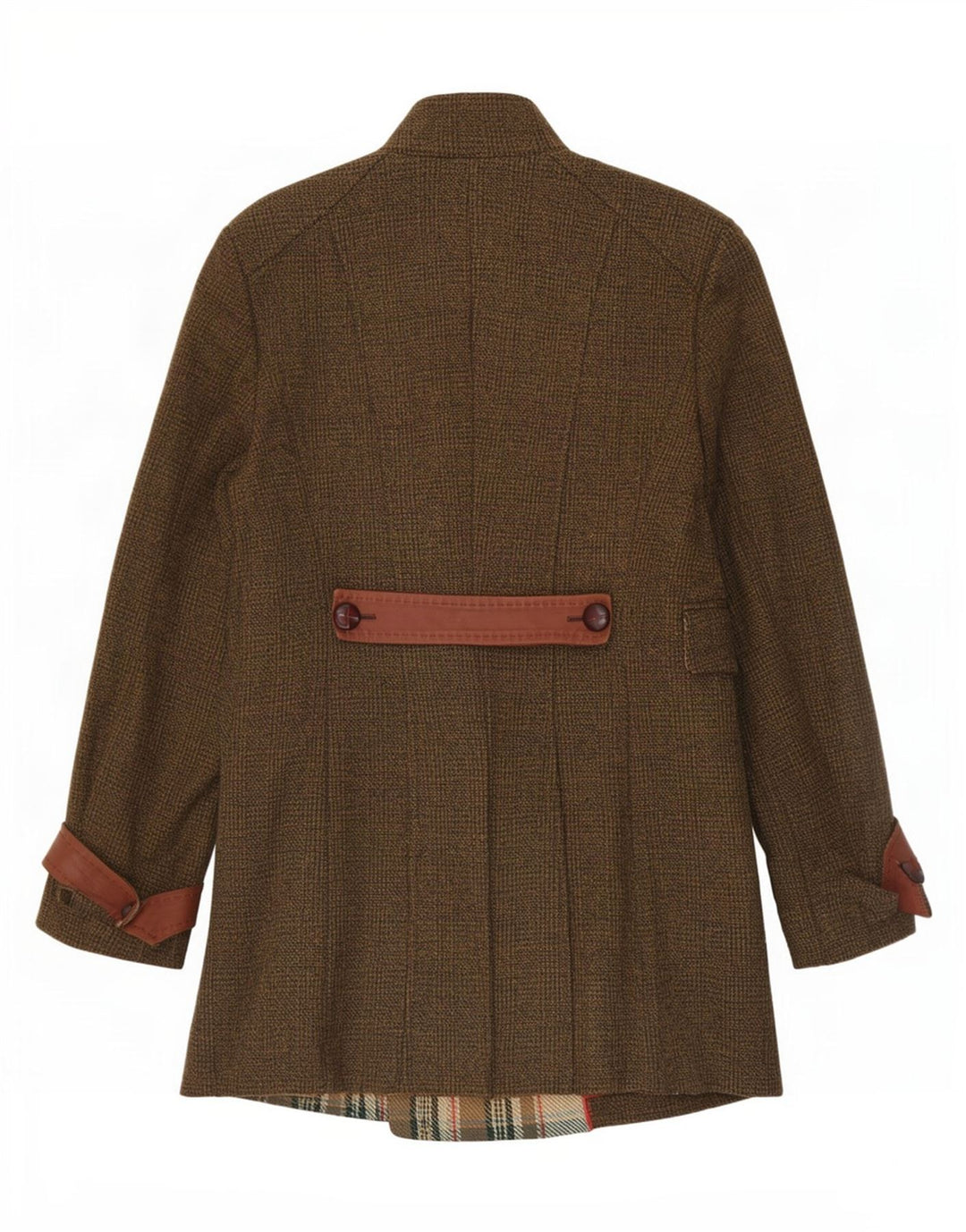 ST. Emile Dame Dobbeltradet Frakke UK 12 Medium Khaki Ternet Bomuld