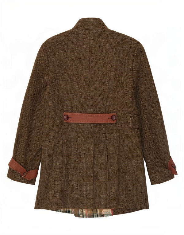 ST. Emile Dame Dobbeltradet Frakke UK 12 Medium Khaki Ternet Bomuld