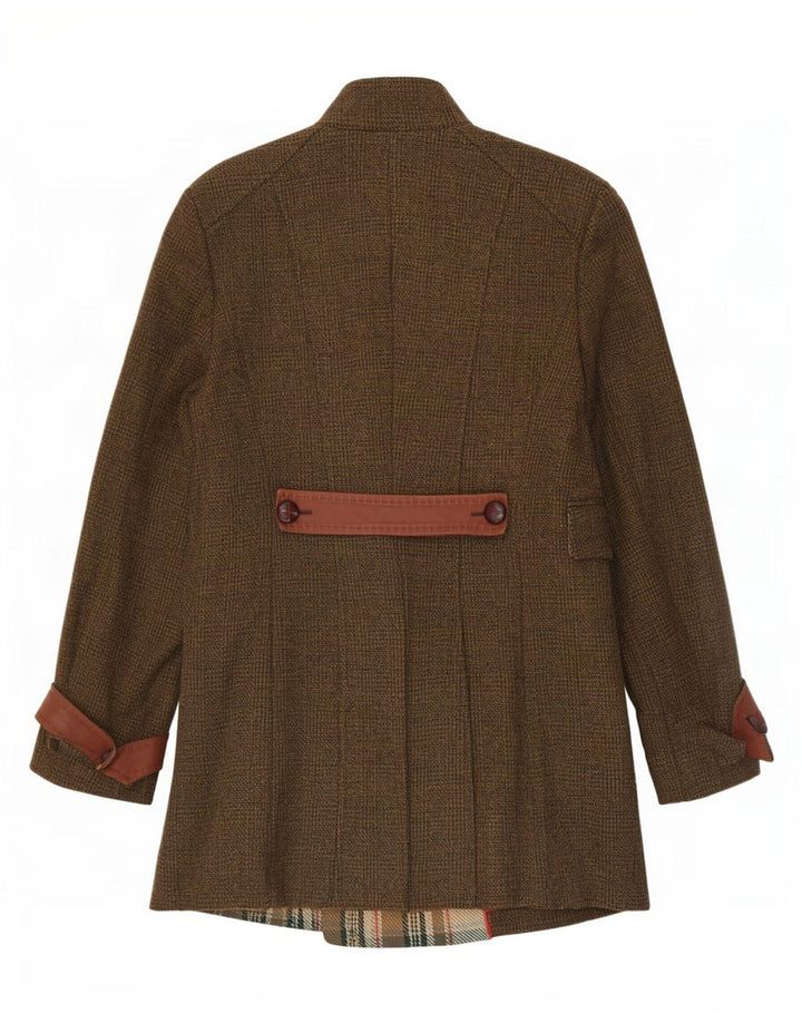 ST. Emile Dame Dobbeltradet Frakke UK 12 Medium Khaki Ternet Bomuld