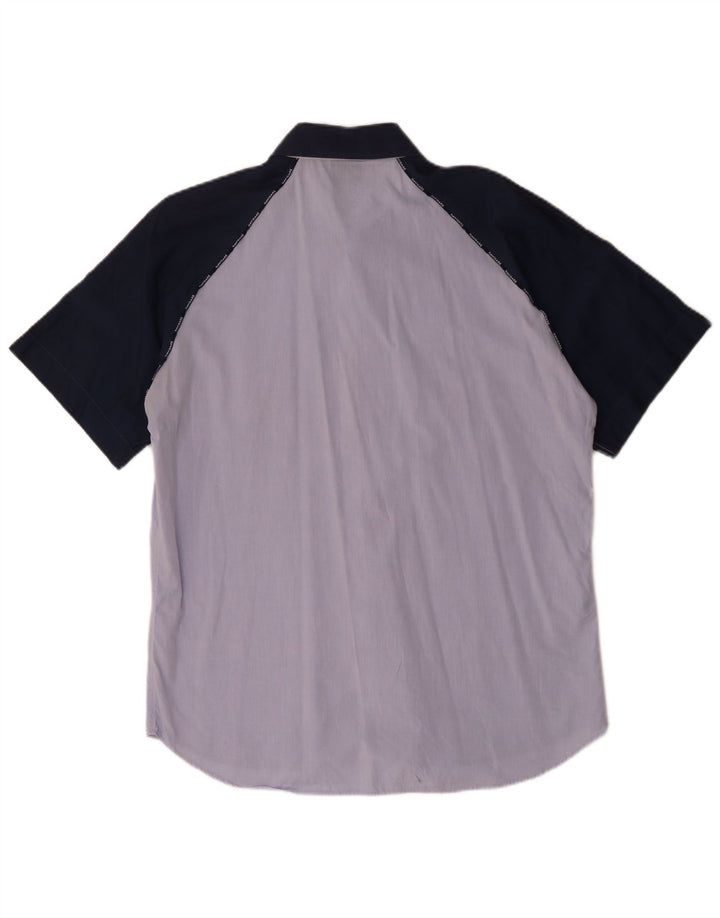 NAVIGARE Mens Short Sleeve Shirt Large Blue Colourblock