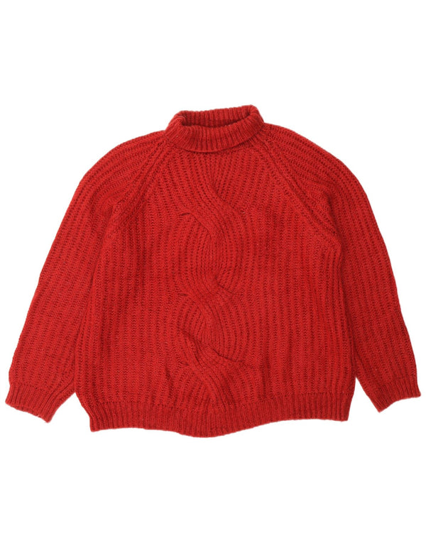 Massimo Dutti Dame Roll Neck Jumper Sweater UK 14 Medium Burgundy Akryl