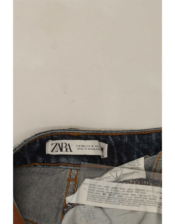 Zara Dame Distressed Straight Jeans EU 40 Medium W30 L28 Blå Bomuld