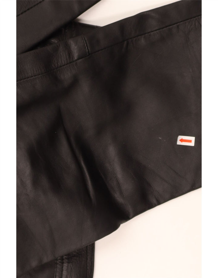 VINTAGE Womens Tapered Leather Trousers W30 L28 Black