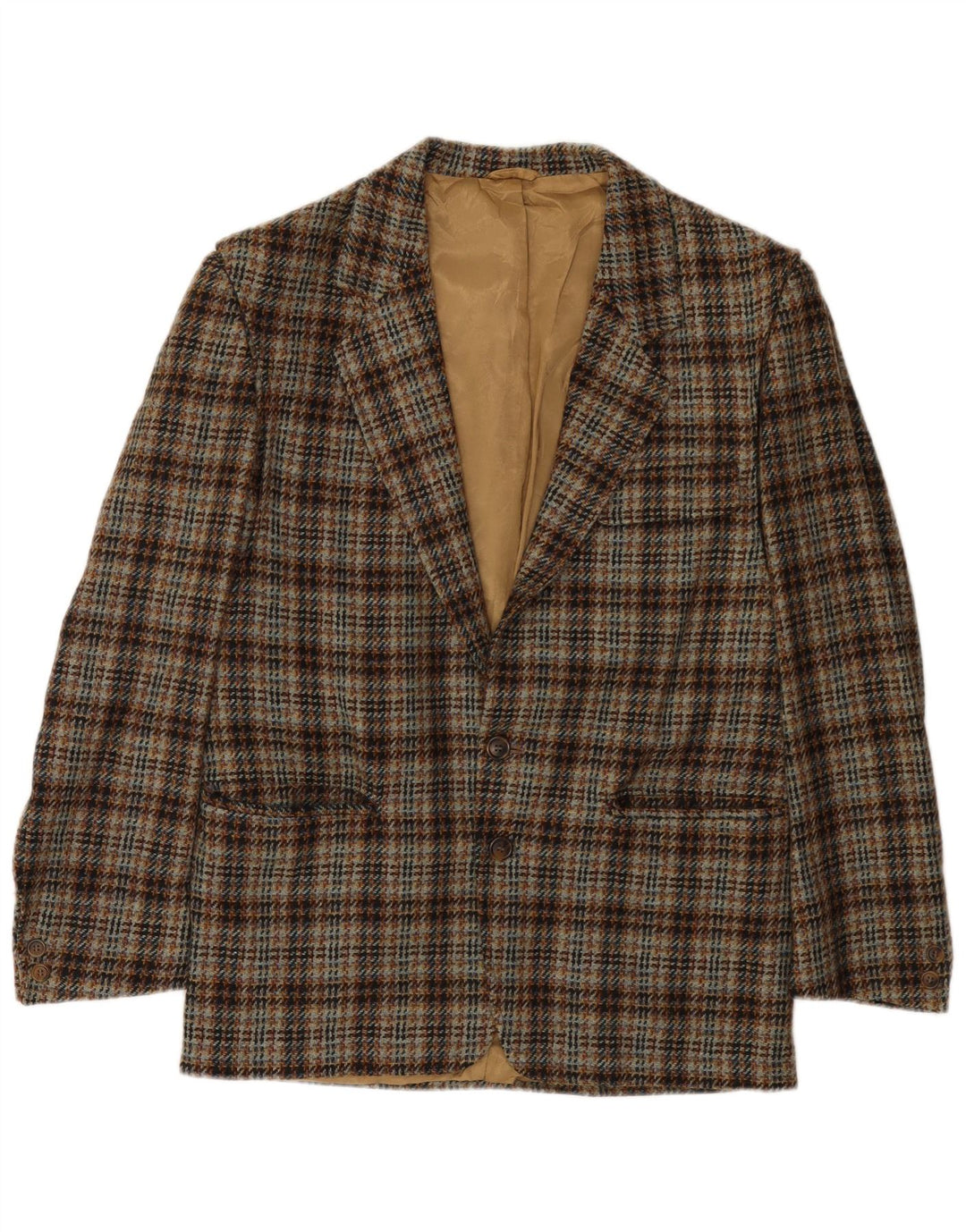 Vintage herre 2-knaps blazerjakke IT 44 XS Beige Houndstooth Uld