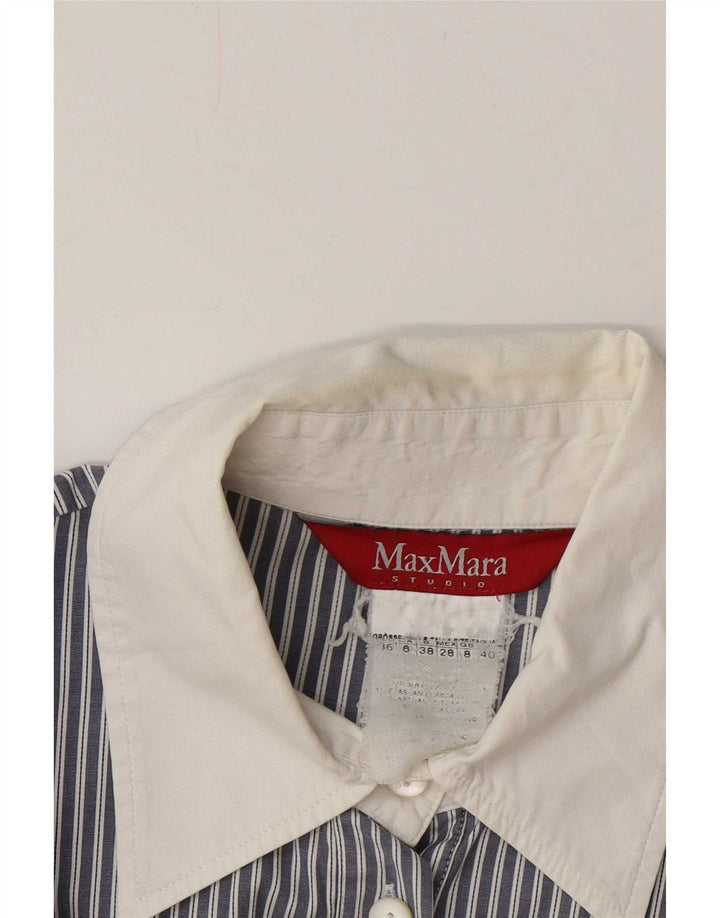 Max Mara Dameskjorte UK 8 Small Blue Pinstripe