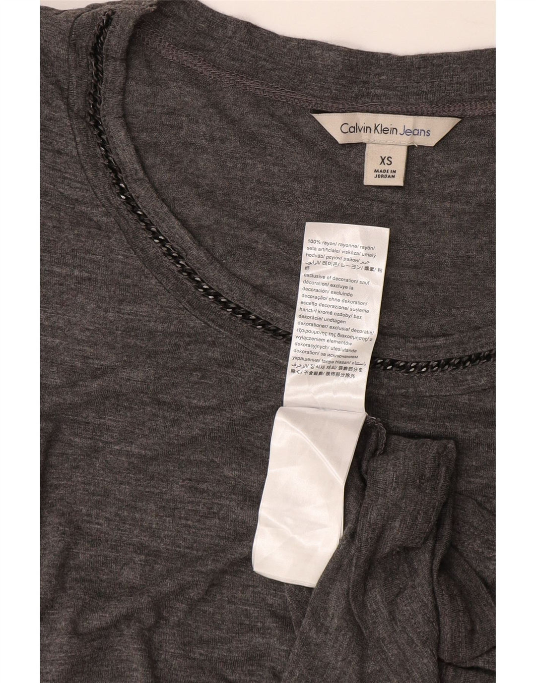 Calvin Klein Dame Loose Fit T-Shirt Top UK 8 XS Grå Rayon