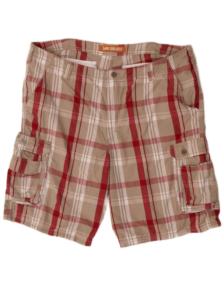 Lee Herre Cargo Shorts W42 2XL Grå Plaid Bomuld