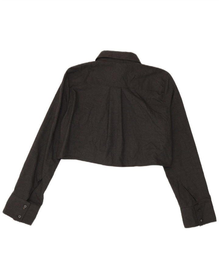 ZARA Womens Crop Shirt Bluse UK 14 Medium Grey