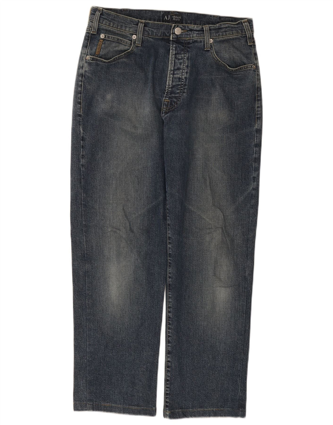 Armani Mens Straight Jeans W32 L27 Navy Blue Cotton