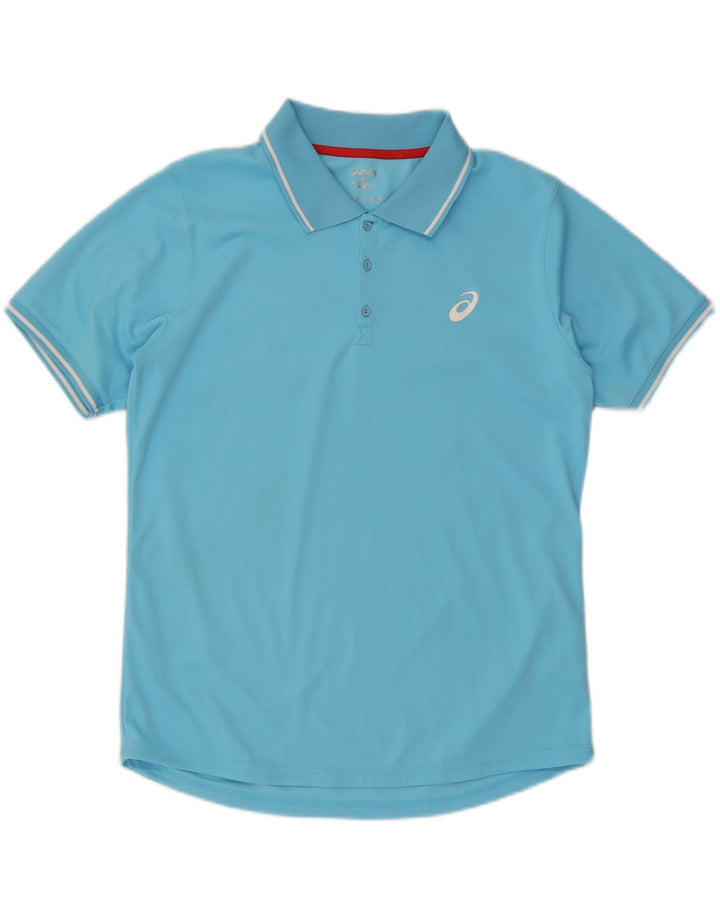 ASICS Mens Polo Shirt Large Blue Polyester Vintage Asics and Second-Hand Asics from Messina Hembry 