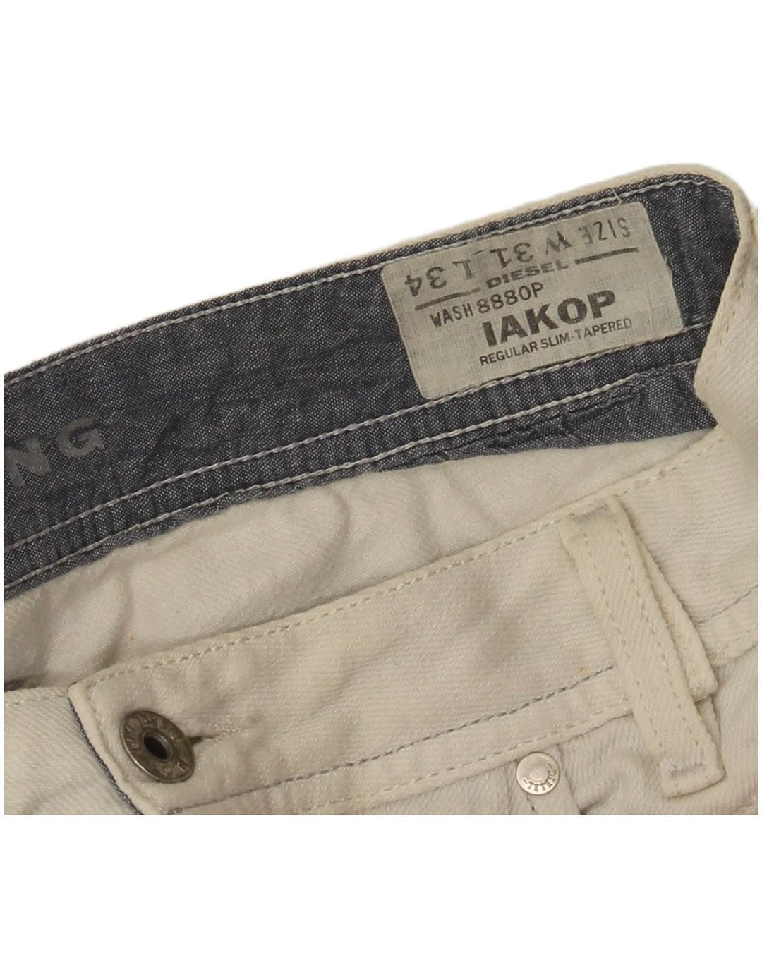 Diesel Dame Iakop Regular Slim Tapered Jeans W31 L29 Hvid Bomuld
